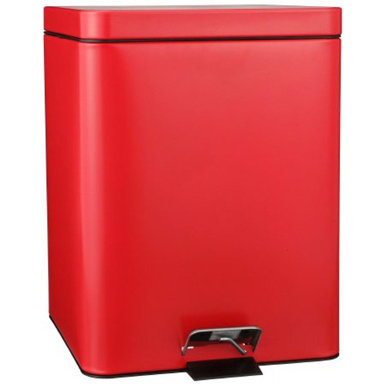 Trash Can with Plastic Liner McKesson 20 Quart Square Red Steel Step On 81-35270 Each/1