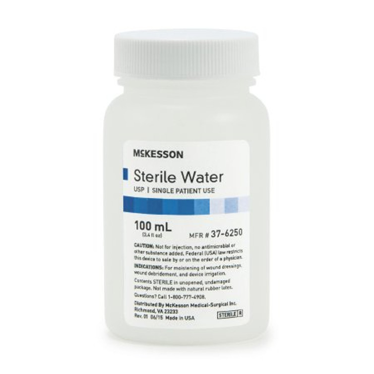 McKesson Irrigation Solution Sterile Water for Irrigation Not for Injection Bottle Screw Top 100 mL 37-6250