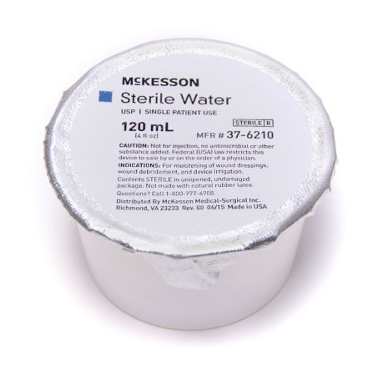 McKesson Irrigation Solution Sterile Water for Irrigation Not for Injection Foil-Lidded Cup 120 mL 37-6210