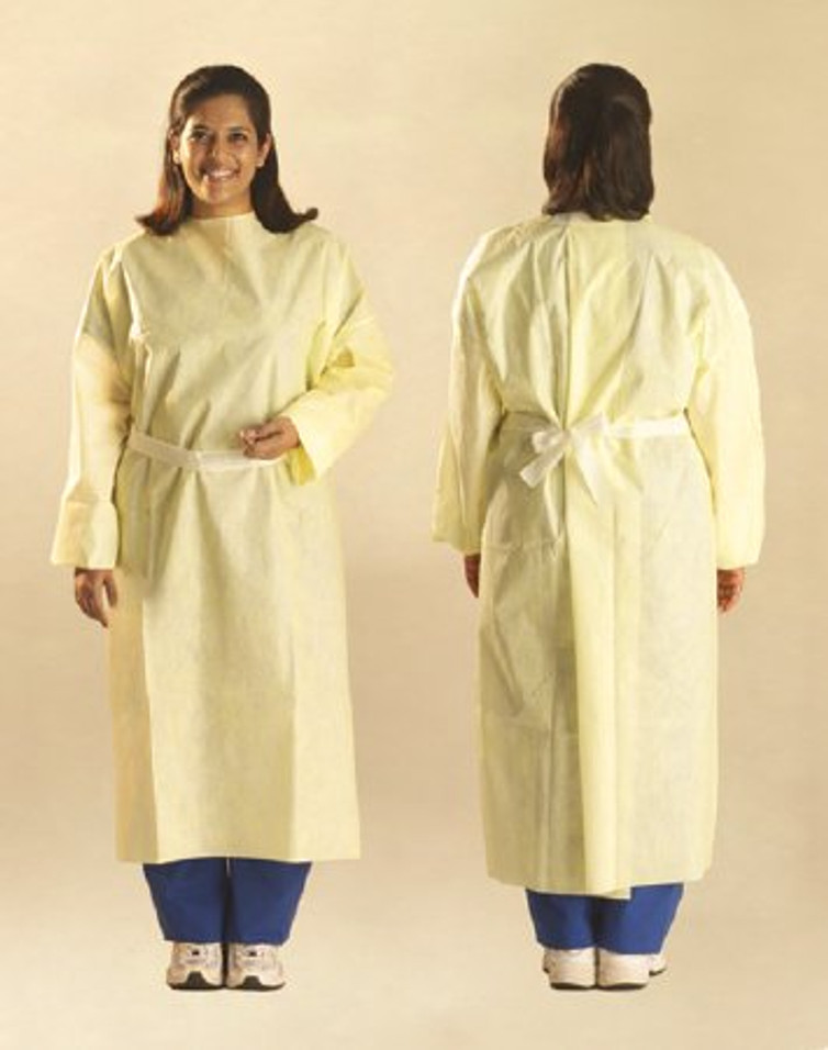 Protective Procedure Gown One Size Fits Most Yellow NonSterile AAMI Level 3 Disposable AT6100 Case/100