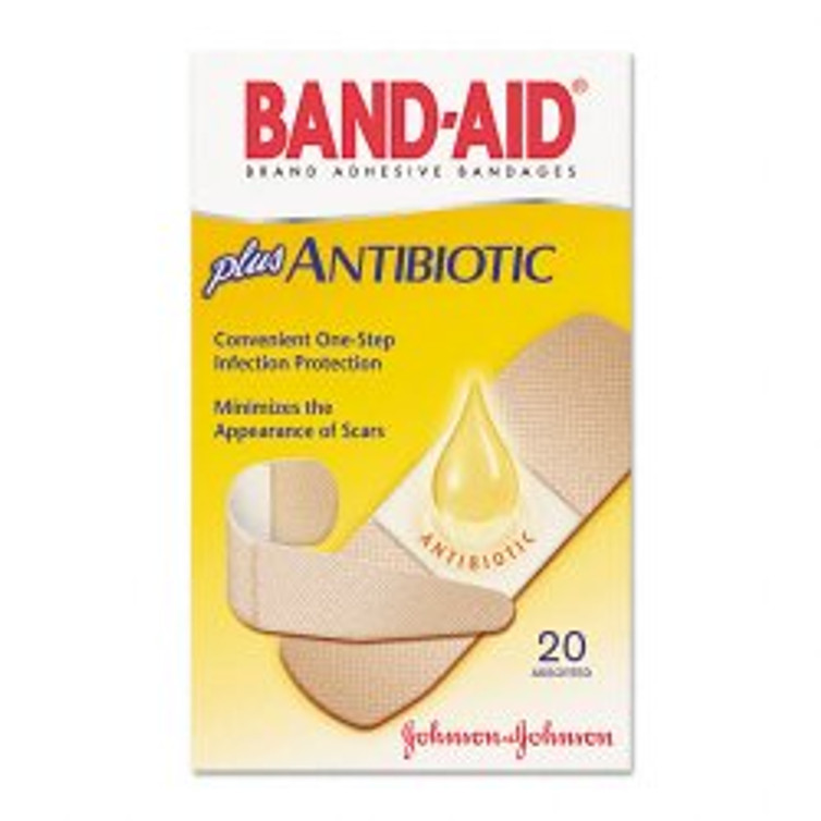 Adhesive Strip with Neosporin Band-Aid with Neosporin 3/4 X 3 Inch / 1 X 3 Inch Plastic Rectangle Tan Sterile 38137005570 Box/1