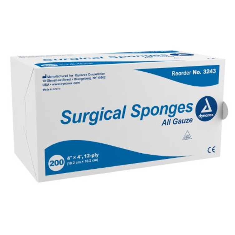 Gauze Sponge Dynarex Gauze 12-Ply 4 X 4 Inch Square NonSterile 3243