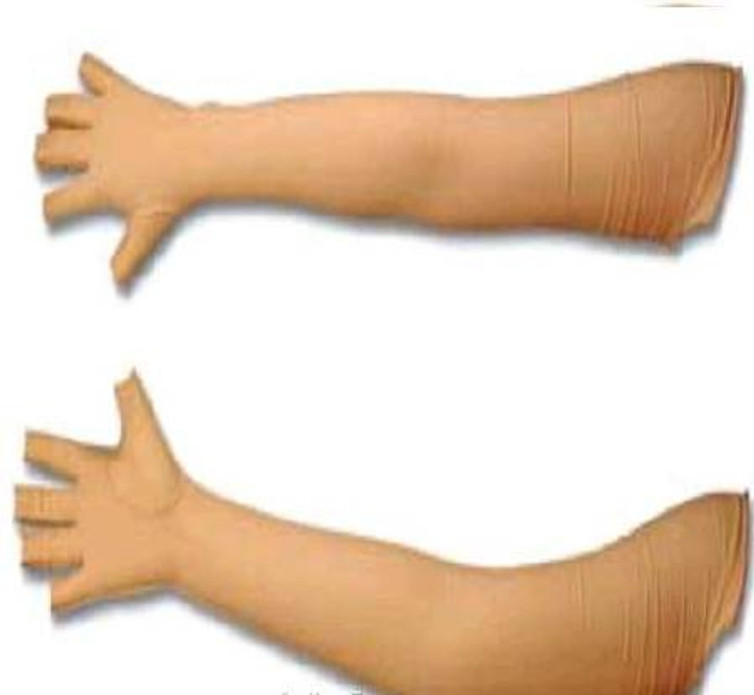 Compression Gloves Rolyan Open Finger Medium Shoulder Length Left Hand Lycra / Spandex 929321 Each/1