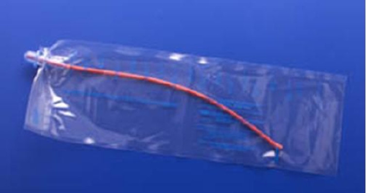 Intermittent Closed System Catheter MMG Straight Tip 14 Fr. Without Balloon Silicone Coated Red Rubber RONC-14