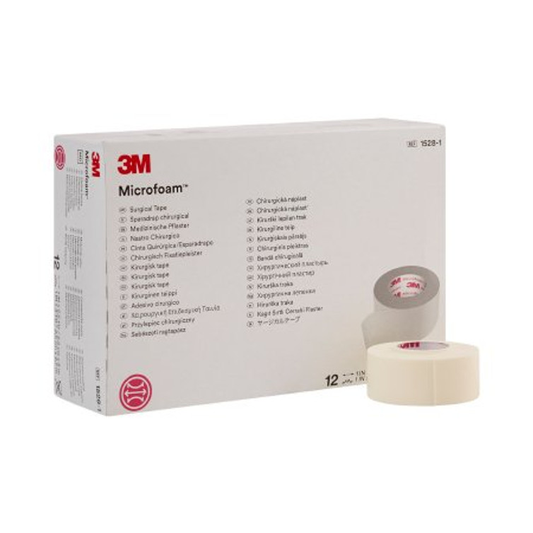 Medical Tape 3M Microfoam Multi-directional Stretch Elastic / Foam 1 Inch X 5-1/2 Yard White NonSterile 1528-1
