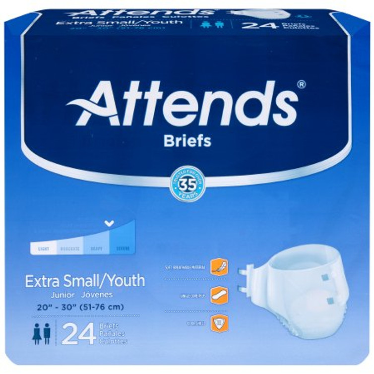 Unisex Youth Incontinence Brief Attends X-Small Disposable Heavy Absorbency BRBX10