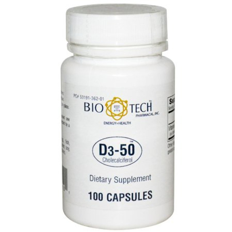 Vitamin Supplement Bio Tech Vitamin D3 50000 IU Strength Capsule 100 per Bottle 53191036201 Bottle/1