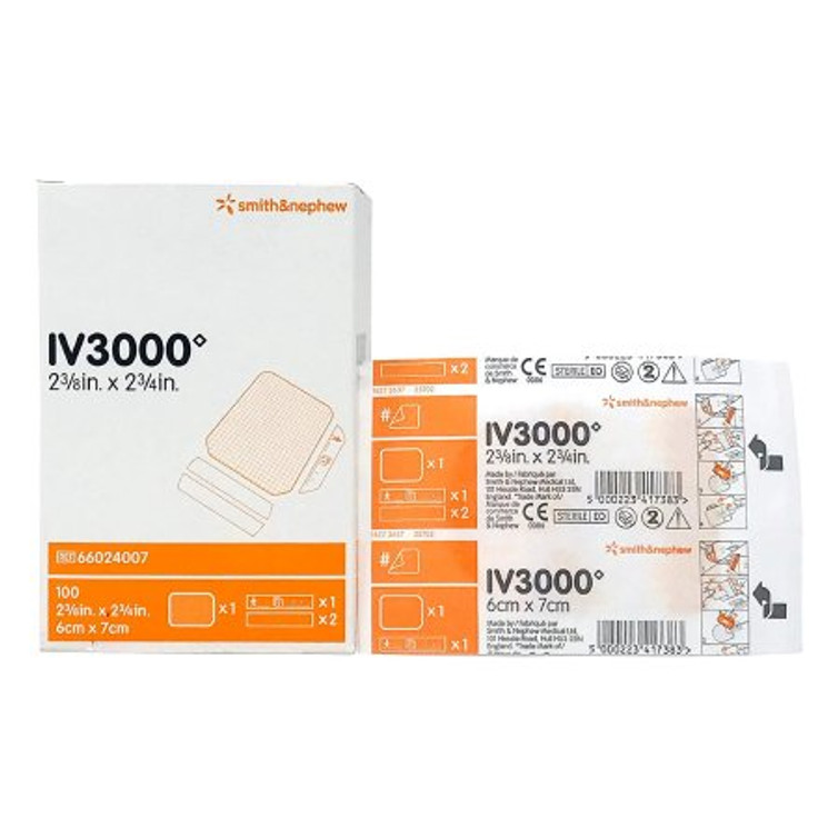 I.V. Specialty Dressing IV3000 Non-Ported Film 2-3/8 X 2-3/8 Inch Sterile 66024007