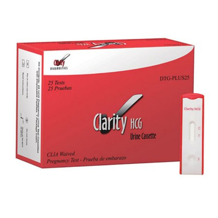 Rapid Test Kit Clarity Fertility Test hCG Pregnancy Test Urine Sample 25 Tests DTG-PLUS25 Box/1