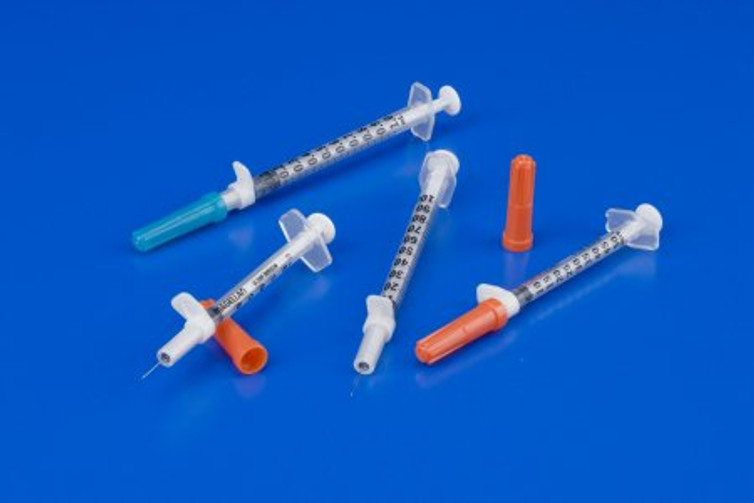 Tuberculin Syringe with Needle Magellan 1 mL 27 Gauge 1/2 Inch Attached Needle Sliding Safety Needle 8881882712