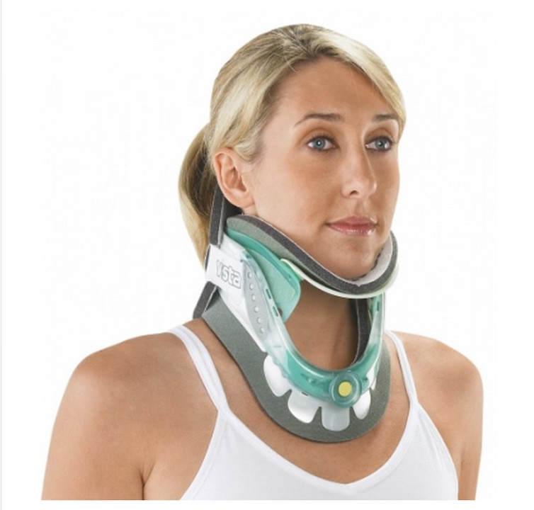 Rigid Cervical Collar with Replacement Pads Aspen Vista Preformed Adult One Size Fits Most Two-Piece / Trachea Opening Adjustable Height 13 to 19 Inch Neck Circumference 79-83380 Each/1