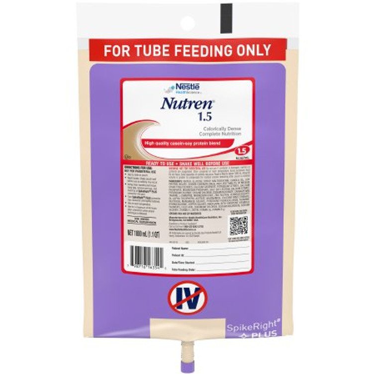 Tube Feeding Formula Nutren 1.5 33.8 oz. Bag Ready to Hang Unflavored Adult 10798716263549
