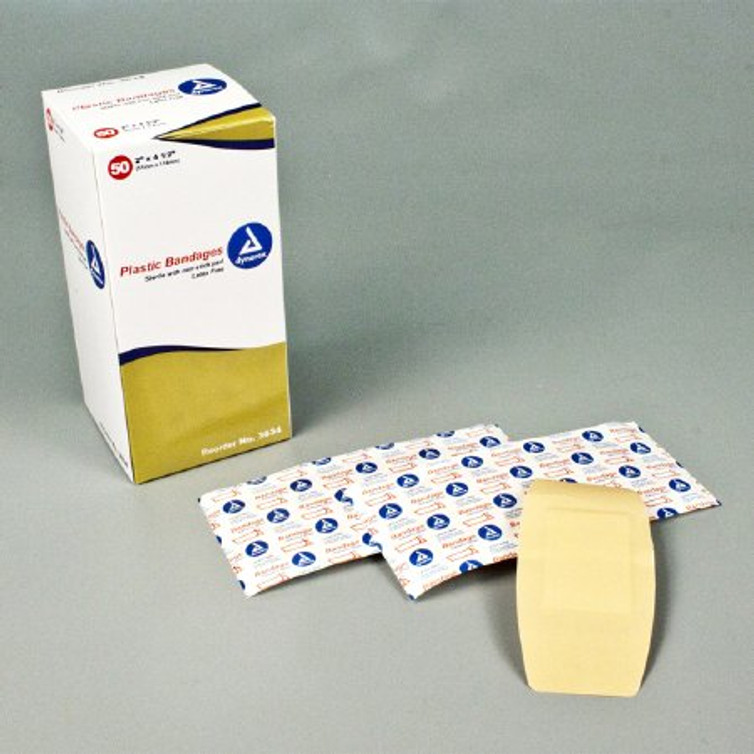 Adhesive Strip Dynarex 2 X 4-1/2 Inch Plastic Rectangle Tan Sterile 3634