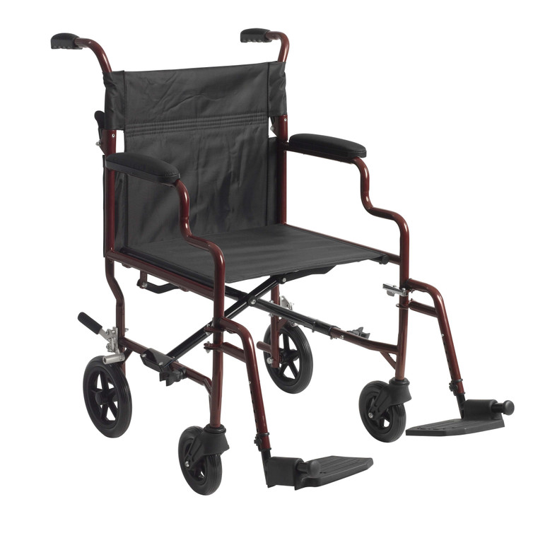 Transport Wheelchair drive Steel Frame with Red Finish 450 lbs. Weight Capacity Desk Length / Padded / Removable Arm Black Upholstery BTR22-R Each/1