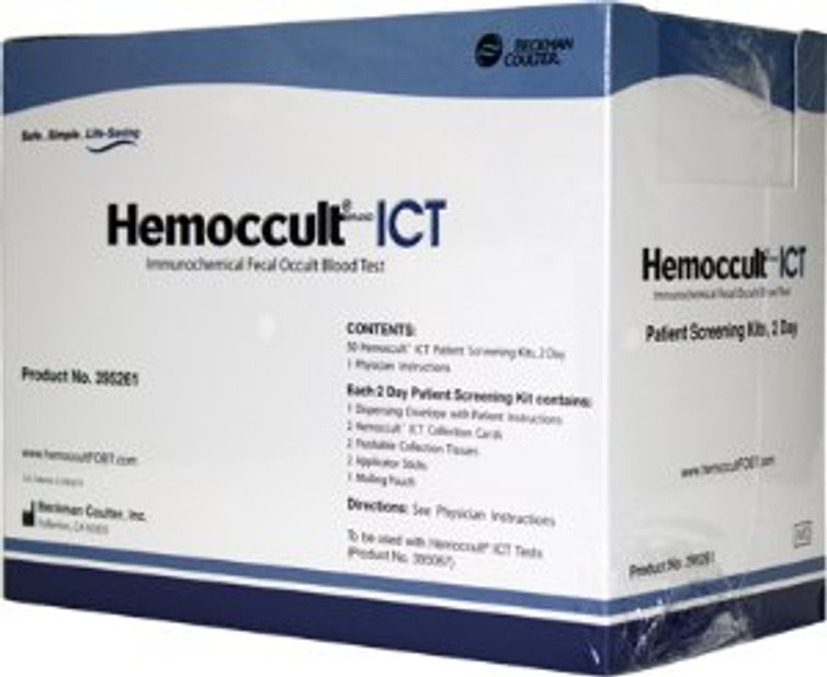 Patient Sample Collection and Screening Kit Hemoccult ICT 2-Day Colorectal Cancer Screening Fecal Occult Blood Test iFOB or FIT Stool Sample 50 Tests 395261A