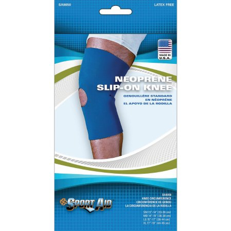 Knee Sleeve Sport-Aid Large Pull-On 15 to 17 Inch Knee Circumference 12-1/2 Inch Length Left or Right Knee SA9050 BLU LG Each/1