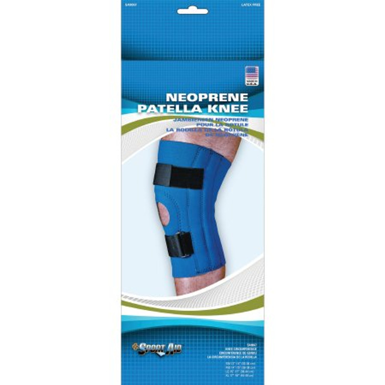 Knee Sleeve Sport-Aid Medium Pull-On / D-Ring / Hook and Loop Strap Closure 14 to 15 Inch Knee Circumference 12-1/2 Inch Length Left or Right Knee SA9067 BLU MD Each/1