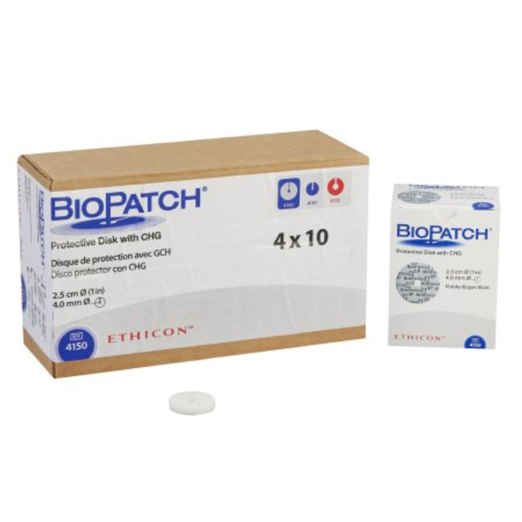 Antimicrobial Protective Dressing Disc Biopatch CHG Chlorhexidine Gluconate / Foam 1 Inch Disc with 4.0 mm Hole Diameter Sterile 4150