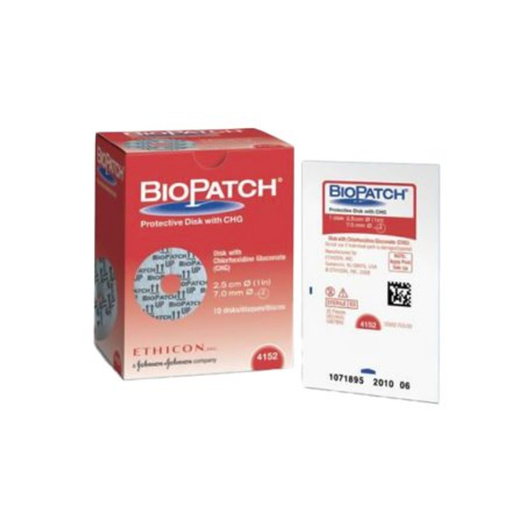 Antimicrobial Protective Dressing Disc Biopatch CHG Chlorhexidine Gluconate / Foam 1 Inch Disc with 7.0 mm Hole Diameter Sterile 4152