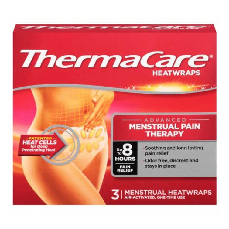 Instant Hot Patch ThermaCare HeatWraps Menstrual Pain Abdomen One Size Fits Most Nonwoven Material Cover Disposable 00573302002 Box/3