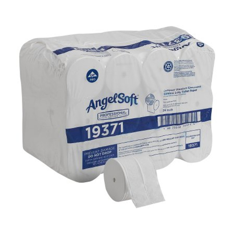Toilet Tissue Angel Soft Professional Series Compact White 2-Ply Standard Size Coreless Roll 750 Sheets 3-4/5 X 4-1/20 Inch 19371 Case/36