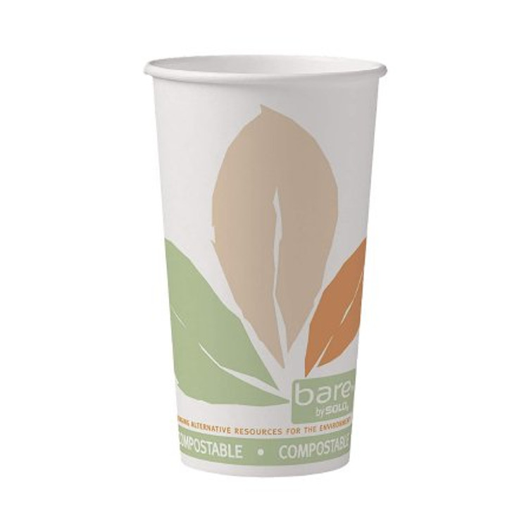 Drinking Cup Bare Eco-Forward 10 oz. Leaf Print Paper Disposable 370PLA-J7234 Case/20