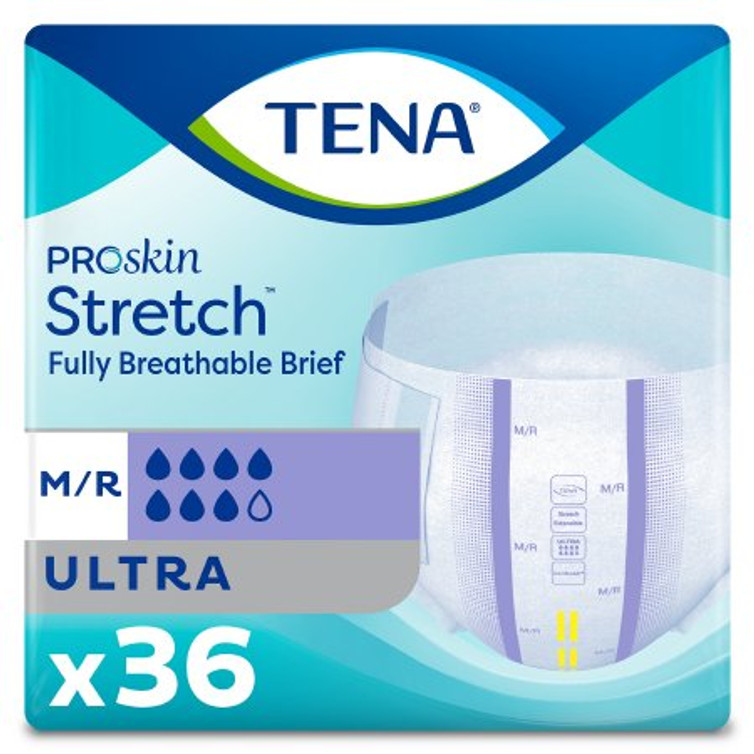 Unisex Adult Incontinence Brief TENA Stretch Ultra Medium Disposable Heavy Absorbency 67802