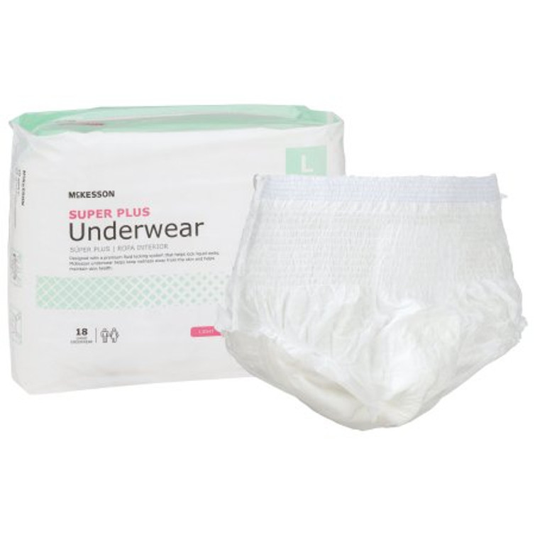 Unisex Adult Absorbent Underwear McKesson Super Plus Pull On with Tear Away Seams Large Disposable Moderate Absorbency UWGLG