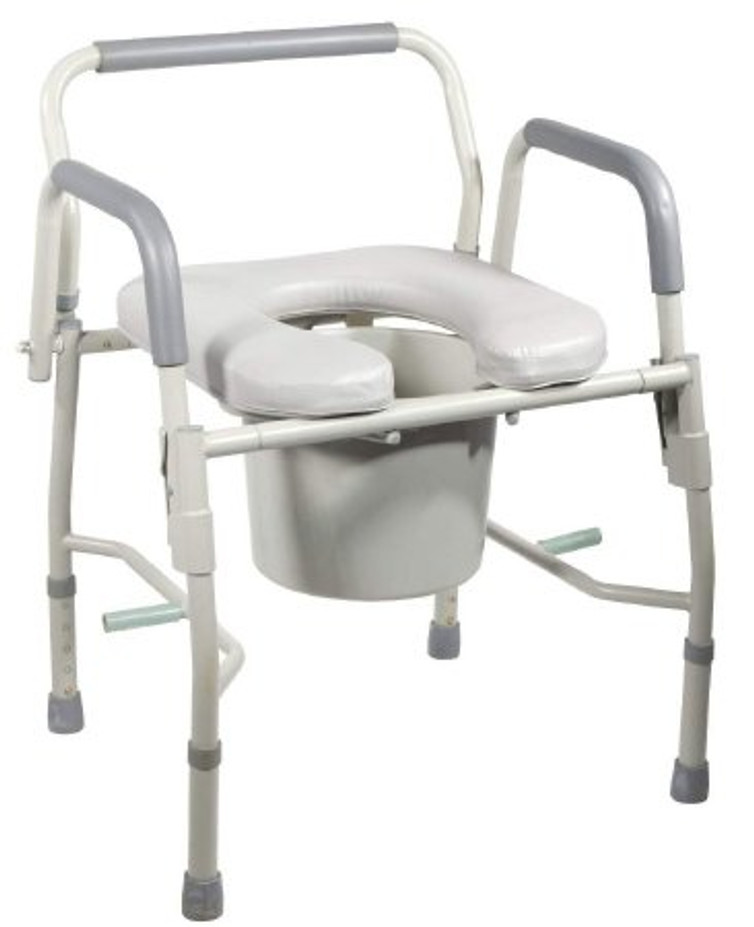 Commode Chair drive Padded Drop Arm Steel Frame 13-1/2 Inch Seat Width 11125PSKD-1 Each/1