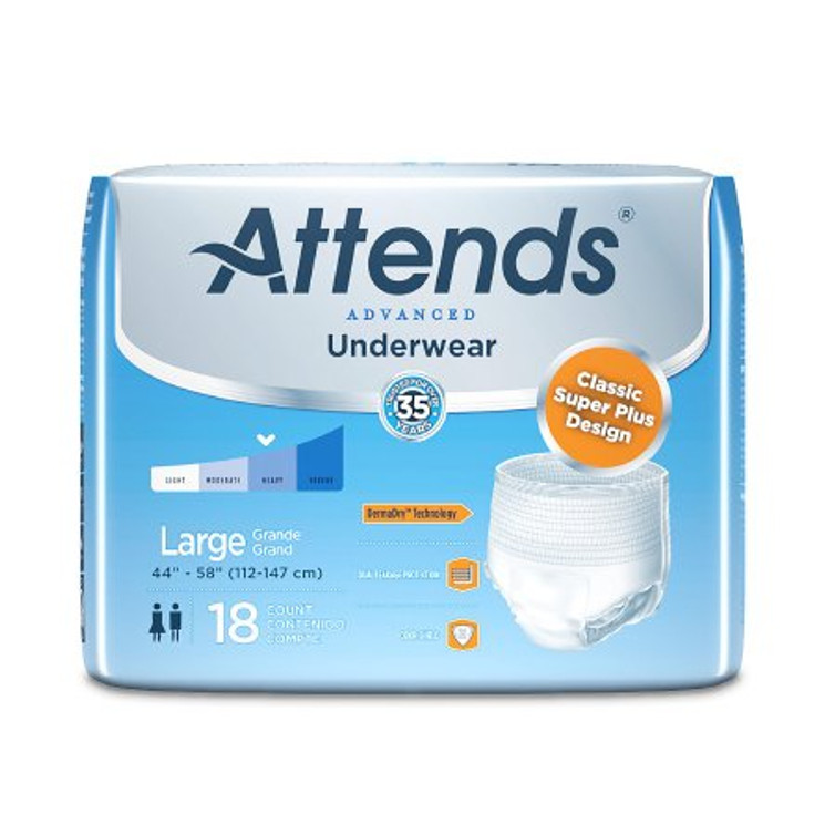 Unisex Adult Absorbent Underwear Attends Advanced Pull On with Tear Away Seams Large Disposable Heavy Absorbency APP0730