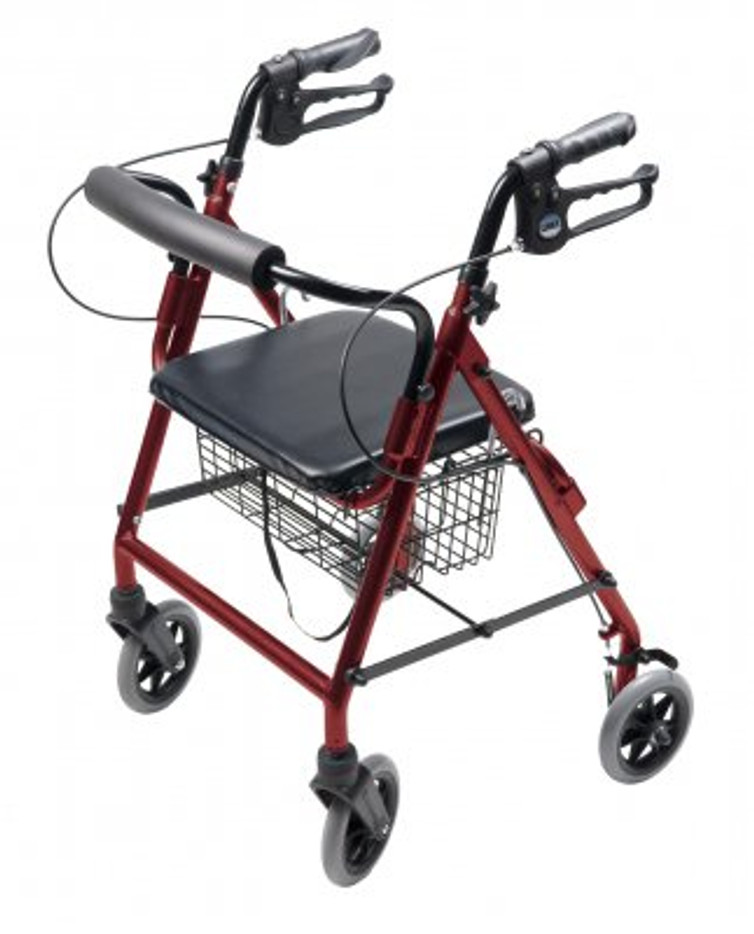 4 Wheel Rollator Lumex Walkabout Burgundy Adjustable Height Aluminum Frame RJ4302R Each/1