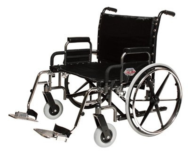 Bariatric Wheelchair Paramount XD Heavy Duty Dual Axle Desk Length Arm Removable Arm Style Elevating Legrest Black Upholstery 26 Inch Seat Width 650 lbs. Weight Capacity 5PX10630 Each/1