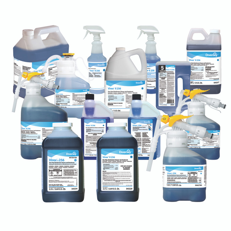 Diversey Virex II 256 Surface Disinfectant Cleaner Quaternary Based Manual Pour Liquid Concentrate 1 gal. Jug Mint Scent NonSterile DVO04332 Case/4