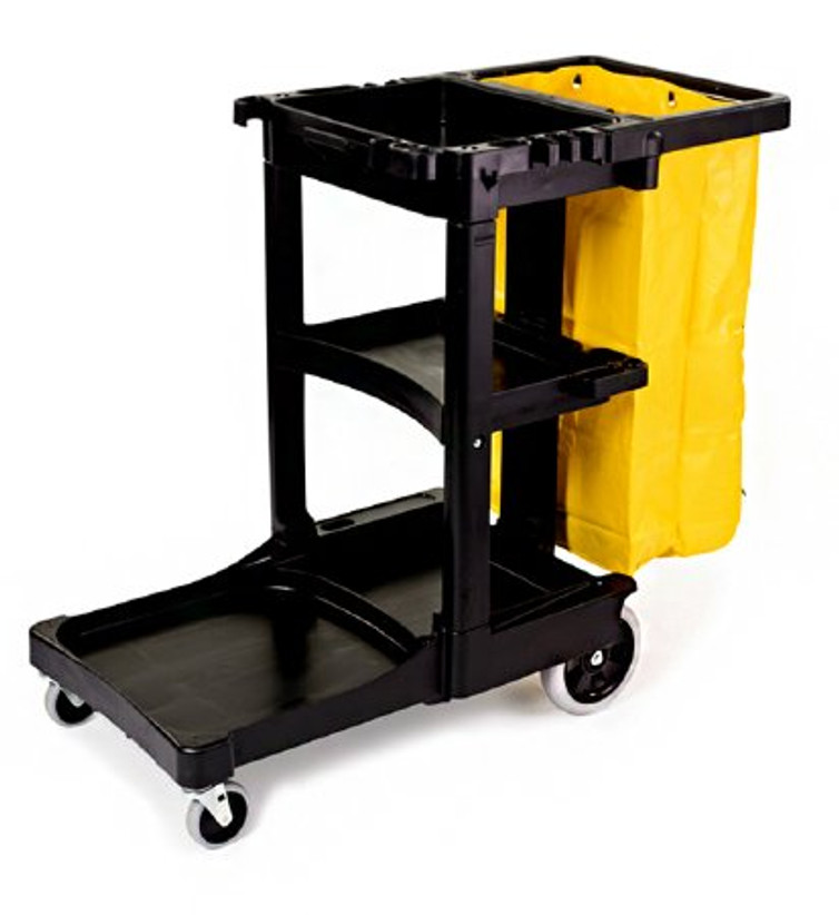Cleaning Cart Rubbermaid Plastic 3 Shelves 3 Shelves 21-3/4 X 38.38 X 46 Inch FG617388BLA Each/1