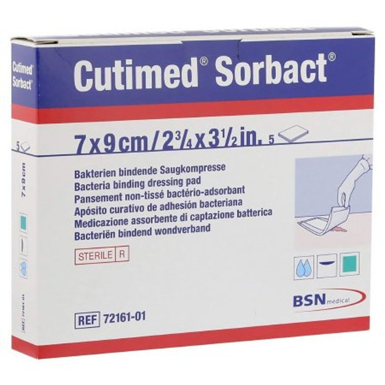 Antimicrobial Dressing Cutimed Sorbact 2-3/4 X 3-1/2 Inch 5 Count Pad Sterile 7216111