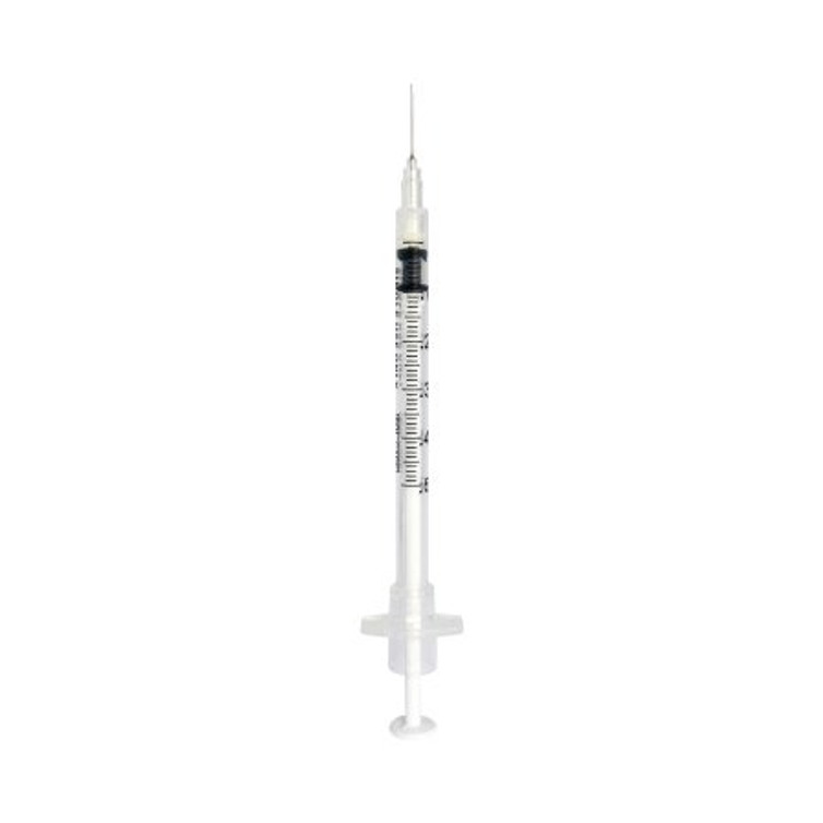 Tuberculin Syringe with Needle Sol-Care 0.5 mL 27 Gauge 1/2 Inch Attached Needle Retractable Needle 100090IM Box/100