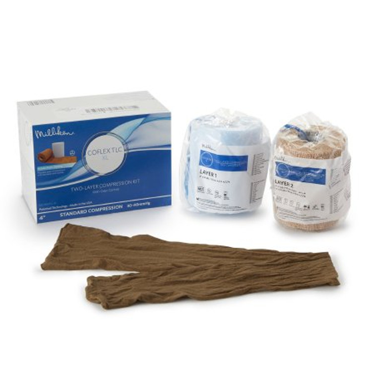 2 Layer Compression Bandage System CoFlex TLC XL with Indicators 4 Inch X 5-2/5 Yard / 4 Inch X 7 Yard 35 to 40 mmHg Self-adherent / Pull On Closure Tan NonSterile 7800TLC-XL