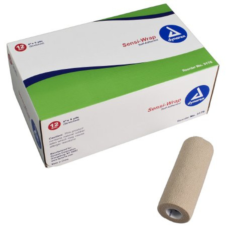 Cohesive Bandage Sensi-Wrap 6 Inch X 5 Yard Standard Compression Self-adherent Closure Tan NonSterile 3176