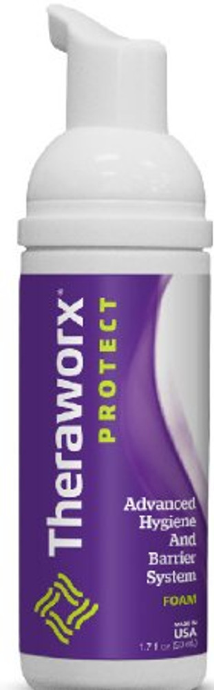 Rinse-Free Cleanser Theraworx Protect Advanced Hygiene and Barrier System Foaming 1.7 oz. Pump Bottle Lavender Scent HXC-02Z