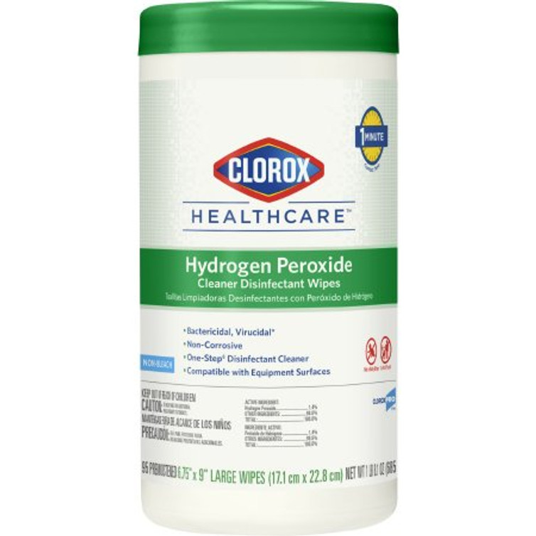 Clorox Healthcare Surface Disinfectant Cleaner Premoistened Germicidal Manual Pull Wipe 95 Count Canister Disposable Unscented NonSterile 30824