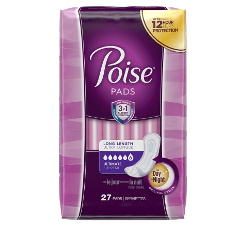 Bladder Control Pad Poise 15.9 Inch Length Heavy Absorbency Absorb-Loc Core One Size Fits Most Adult Female Disposable 33593