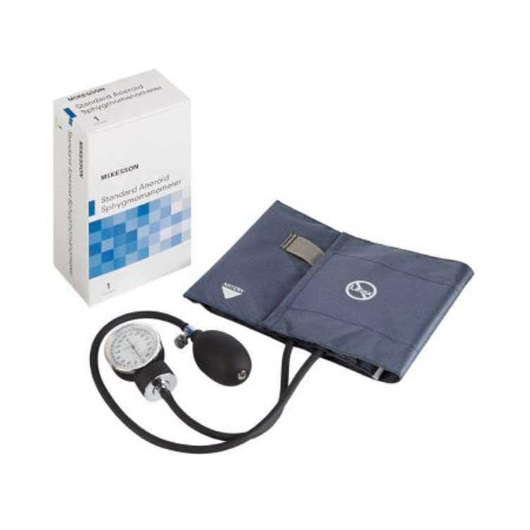 Aneroid Sphygmomanometer with Cuff McKesson Brand 2-Tubes Pocket Size Hand Held Adult Large Cuff 01-775-12XNGM