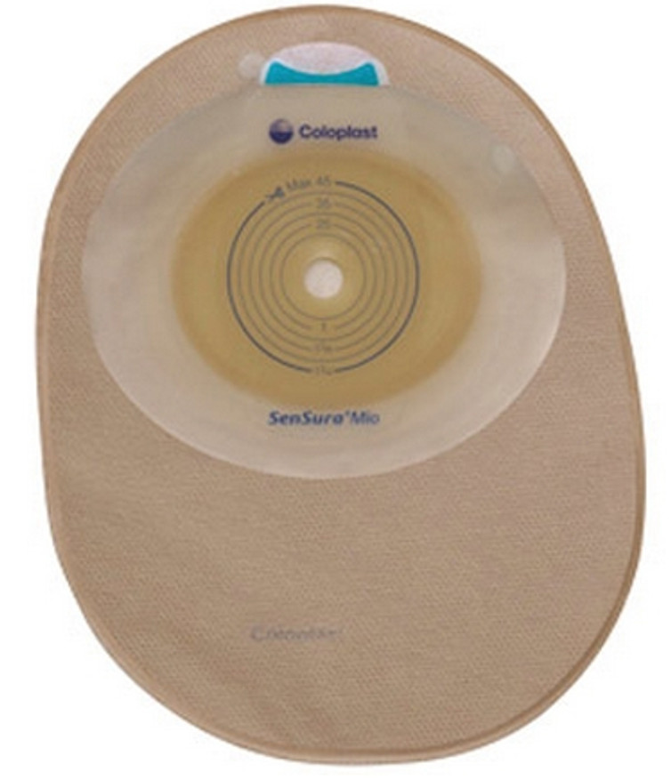 Filtered Ostomy Pouch SenSura Mio One-Piece System 7 Inch Length Midi 1-3/16 Inch Stoma Closed End Flat Pre-Cut 10823 Box/30