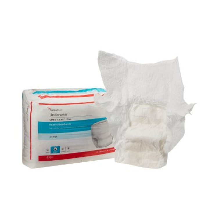 Unisex Adult Absorbent Underwear Sure Care Plus Pull On with Tear Away Seams X-Large Disposable Heavy Absorbency 1625R