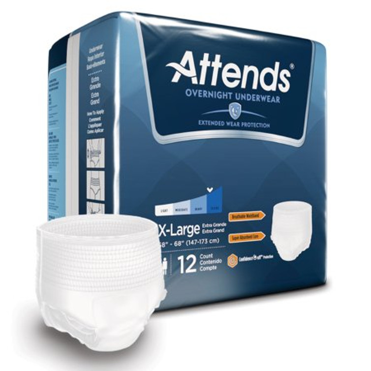 Unisex Adult Absorbent Underwear Attends Overnight Pull On with Tear Away Seams X-Large Disposable Heavy Absorbency APPNT40
