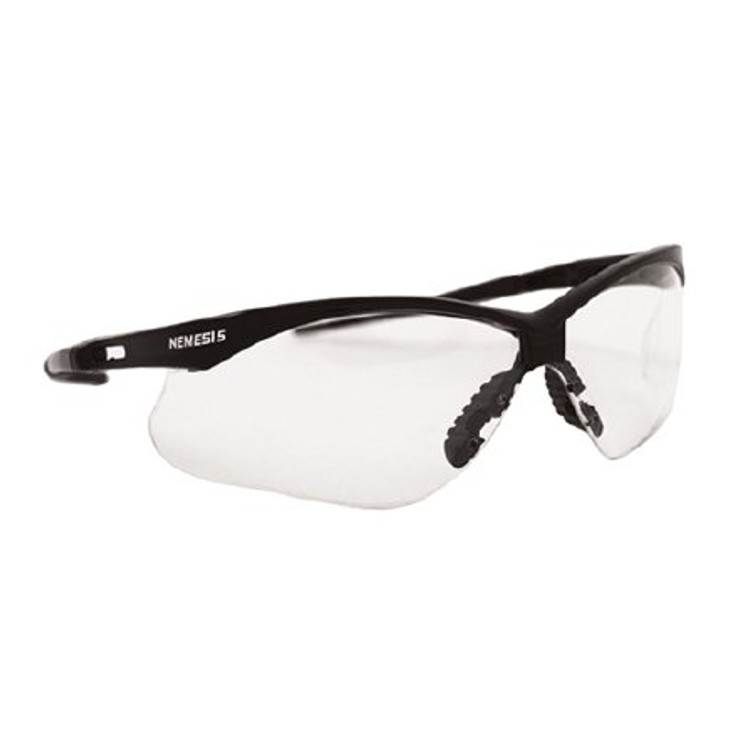Safety Glasses Jackson Safety Nemesis Wraparound Clear Tint Polycarbonate Lens Black Frame Over Ear One Size Fits Most 25676