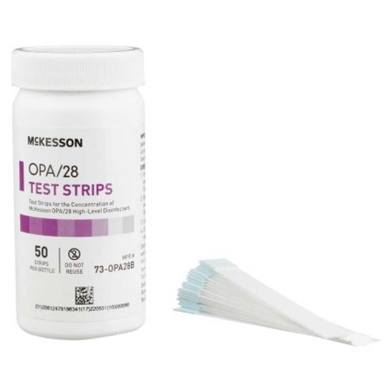 OPA Concentration Indicator McKesson OPA/28 Pad 50 Test Strips Bottle Single Use 73-OPA28B