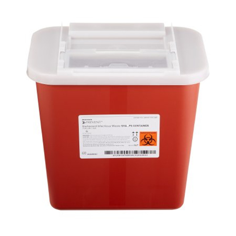 Sharps Container McKesson Prevent 10-1/4 H X 7 W X 10-1/2 D Inch 2 Gallon Red Base / Translucent Lid Horizontal Entry Sliding Lid 047