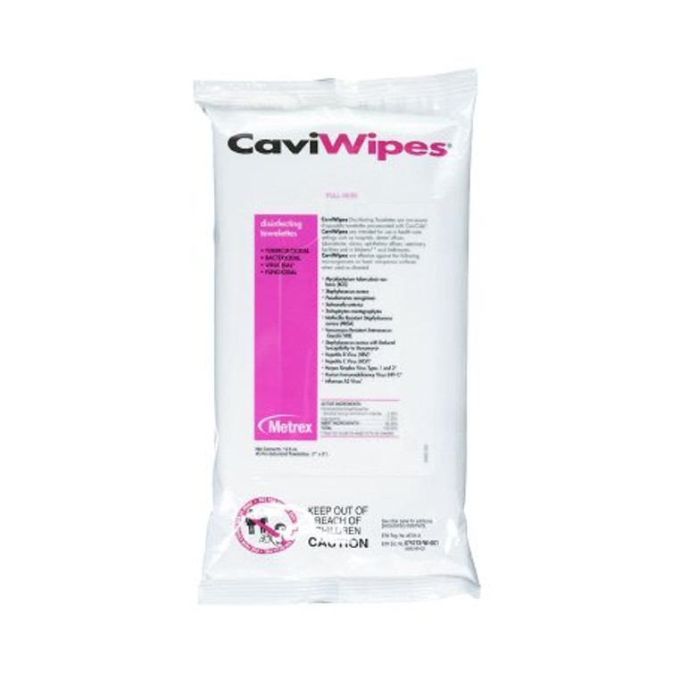 CaviWipes1 Surface Disinfectant Premoistened Alcohol Based Manual Pull Wipe 45 Count Soft Pack Disposable Alcohol Scent NonSterile 13-5224