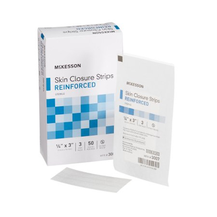 Skin Closure Strip McKesson 1/4 X 3 Inch Nonwoven Material Reinforced Strip White 3007